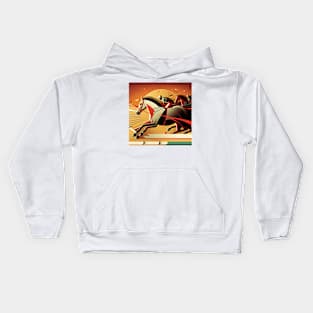 Art Deco Style Horse Racing Kids Hoodie